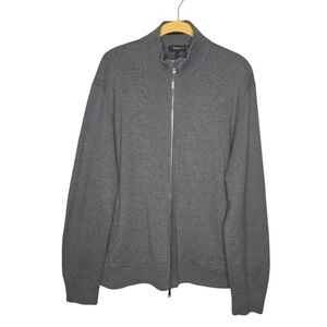 Theory Men's Stone FZ Breach 2-Way Zip Gray Cardigan Sweater, Size XL